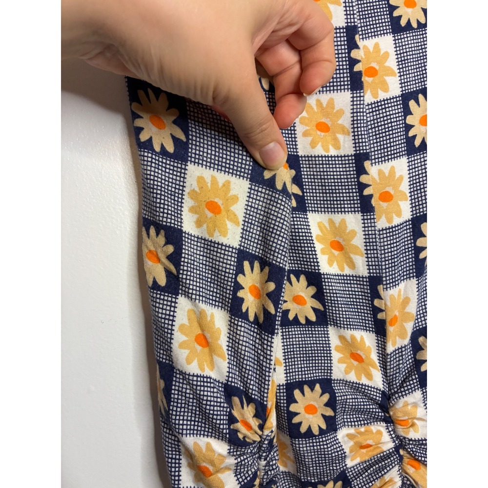 Lisa Says Gah Dress Women 2XL Blue White Daisy Gingham Ruched Back Midi Tank - Picture 5 of 8